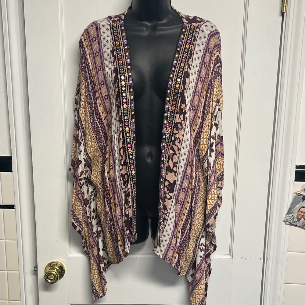 Boho Flowy hippy style open kimono by Style & Co ladies size M
